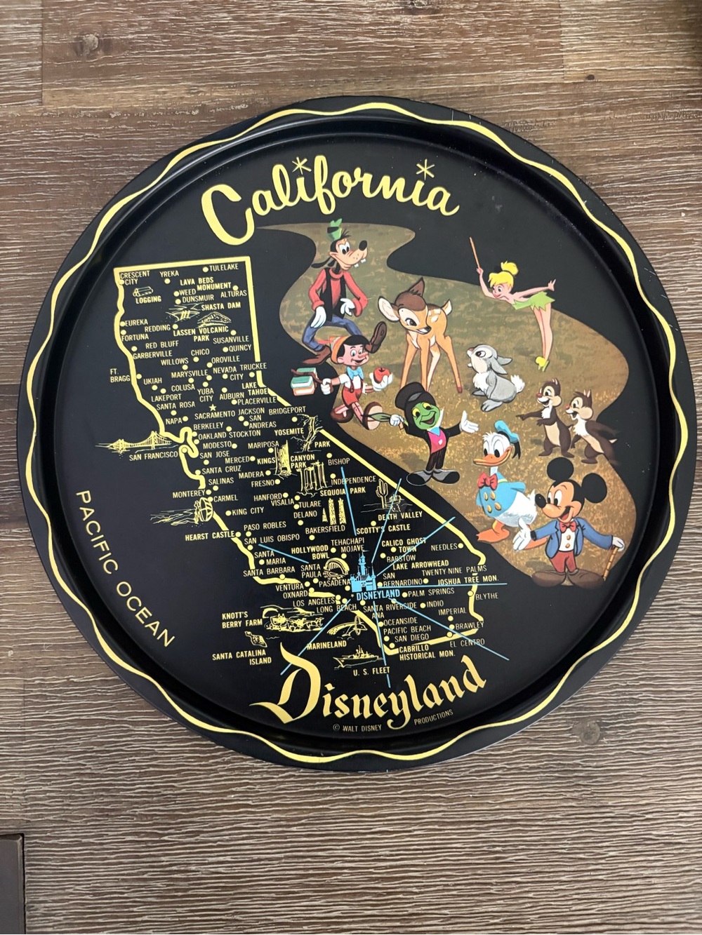 Disneyland Vintage tray California souvenir tray collectible, Disney characters